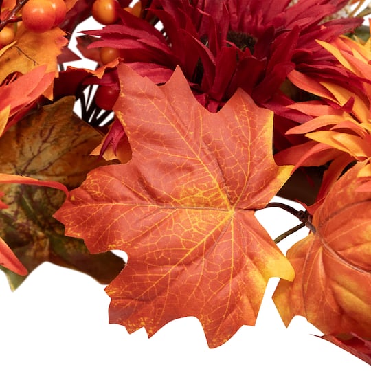 24" Leaves & Flowers Fall Harvest Wreath